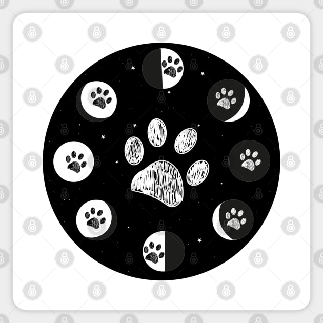 Paw print and moon phases Sticker by GULSENGUNEL